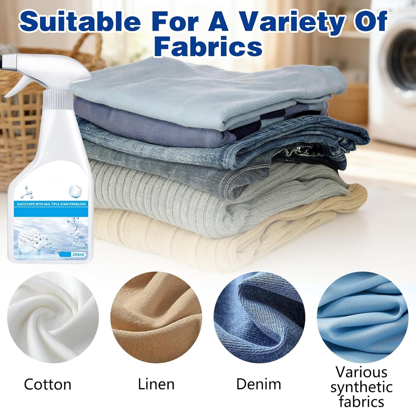 Wondolla Stain Remover, Stain Treater Spray, White Shirt Guardian Dry Clean Spray, Clothes Oil Laundry Cleaning Remover, Strong Decontamination for Grease/Oil/Food on Clothes and Shoes (1PC,300ML)