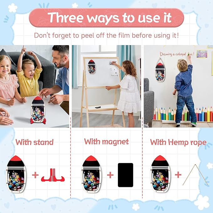 Magnetic Reward Jars for Kids - Space Explorer Rocket Reward Jar with Colorful Letter Stickers | Kids Behavior & Chore Chart for Classroom Incentives, Home, and Potty Training（33 PCS)