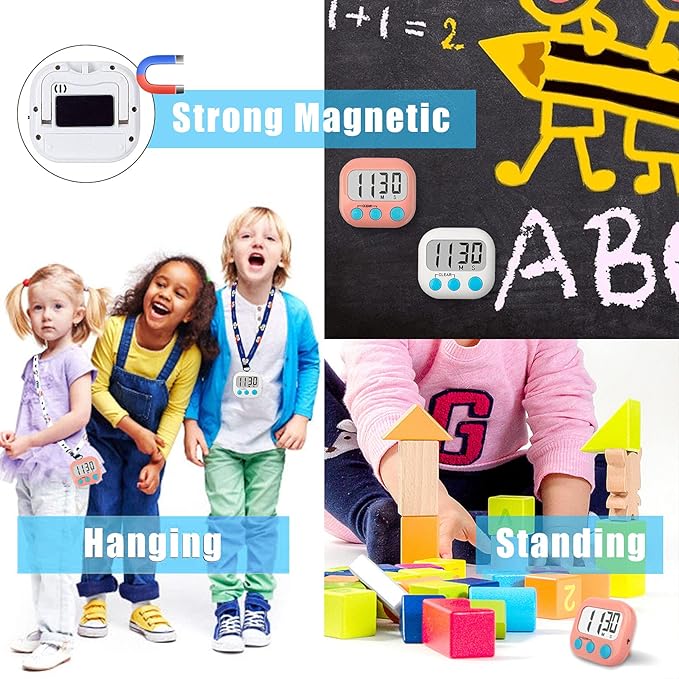 Classroom Timers for Teachers Kids Large Magnetic Digital Timer Teacher Supplies 2 Pack-Pink White