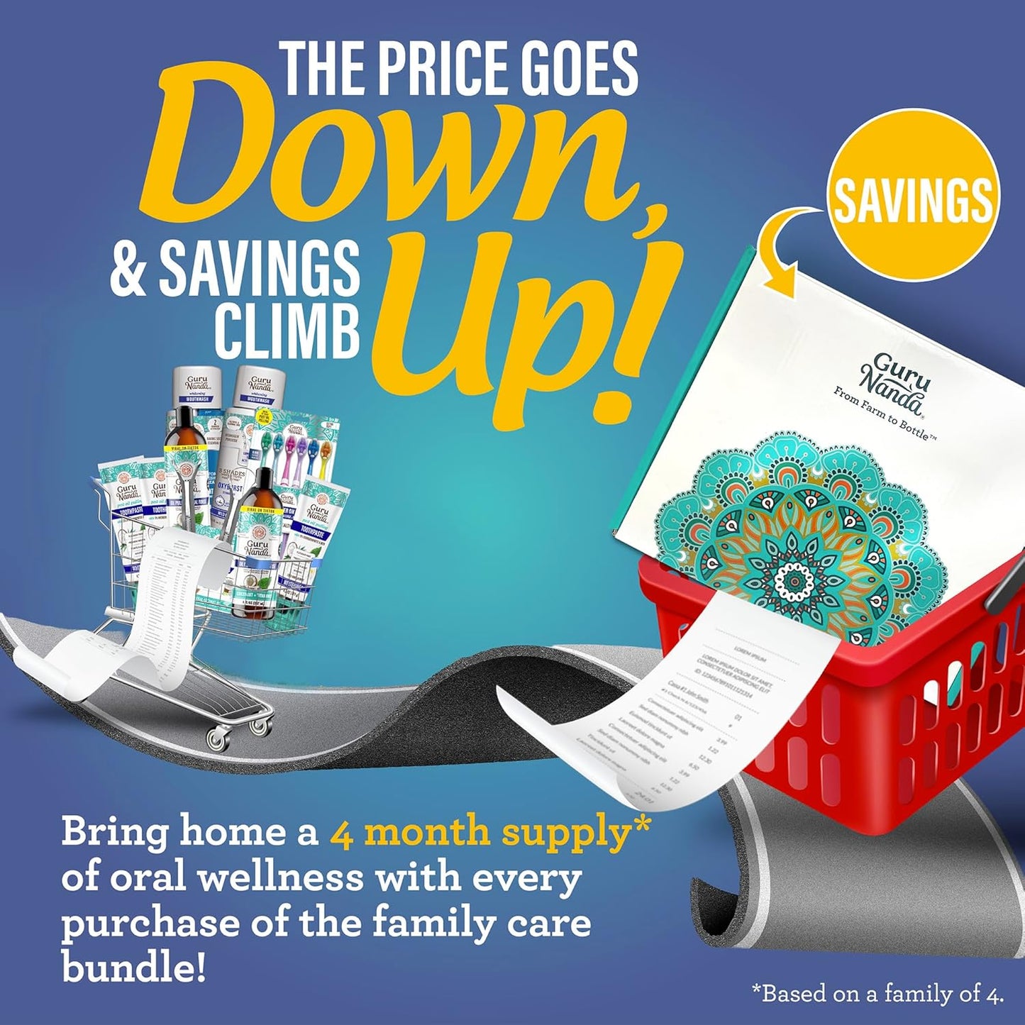 GuruNanda Family Complete Oral Care Set – The Ultimate Routine with Oil Pulling, Toothbrush, Toothpaste, Tongue Scraper, Floss Picks, Mouthwash & Whitening Strips