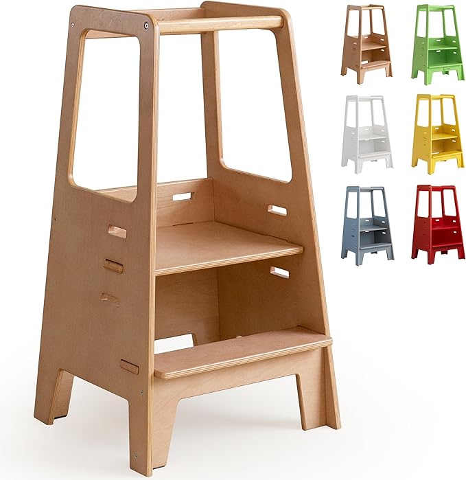 AVDAR Toddler Standing Tower Wooden Toddler Stool for Kitchen Adjustable, Winner 2023 of Contemporary Good Design, Montessori Kitchen Tools