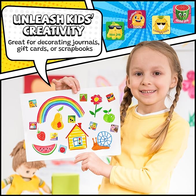 HORIECHALY 1200 Pcs Scented Stickers for Kids, 4 Rolls Scratch and Sniff Smelly Motivational Reward Stickers, Classroom Teacher Must Haves, School Supplies Incentives for Students(0.98")