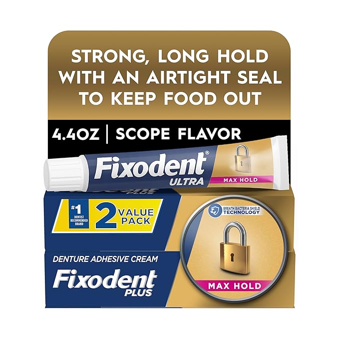 Fixodent Ultra Max Hold Denture Adhesive, 2.2 Ounce (Pack of 2)