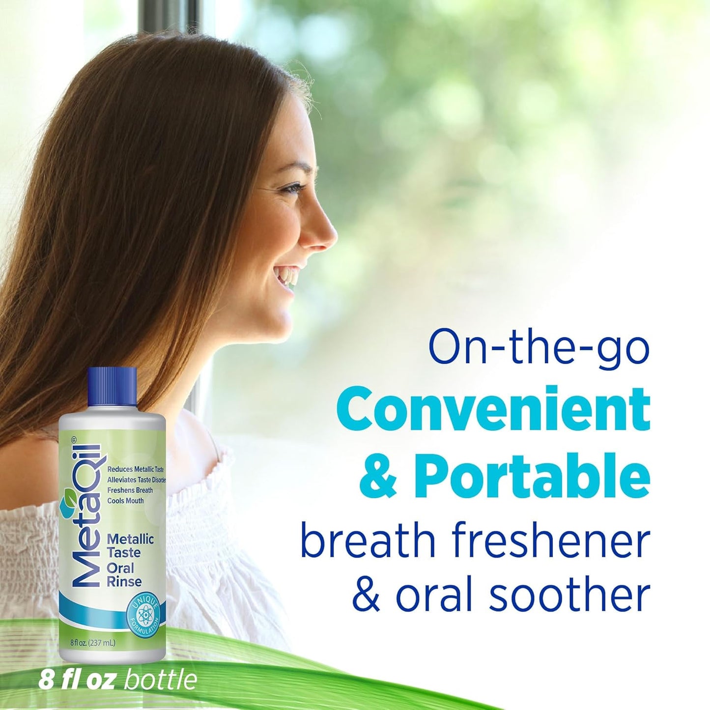 MetaQil Oral Rinse, Proven to Relieve Metallic, Bitter and Other Taste Disorders, Made from 8 Core Ingredients, Cools and Freshens Breath, Available in 8 oz Bottle, 1 Count