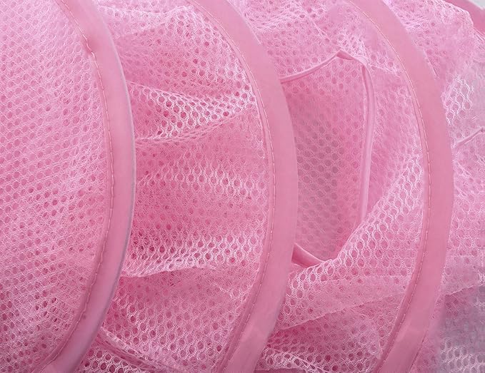 Libeder Mesh Hanging Storage Space Saver Bags Organizer,Foldable Storage Organizer 3 Compartments Toy Storage Basket for Kids Room Bathroom 2 Sets Pink
