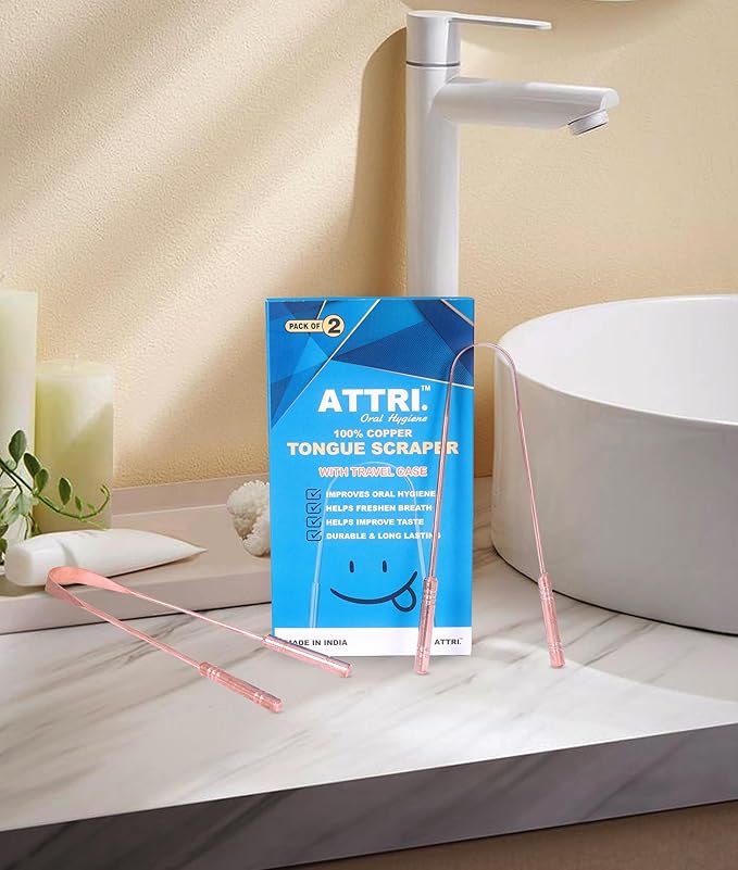 100% Pure Copper Tongue Scraper with Travel cases for Adults and Kids - Durable Tongue cleaner Copper - Tough Scrapper Oral Care -Ayurvedic Copper Tongue Srubber-Best Tongue cleaner