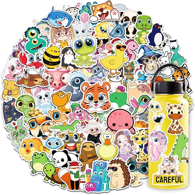 Cute Animal Stickers 200 Pcs/Pack for Kids - Assorted Designs for Laptops, Water Bottles, Journals and More (Cute)