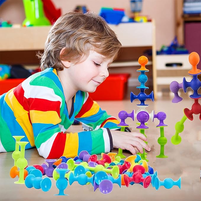 Big Suction Bath Toys for Kids Ages 3-8 , 36 PCS Fidget Suction Cup Toys Construction Set Water Toys for Babies and Toddlers,Window Building Toy Road Trip Travel Essentials for Kids Gifts