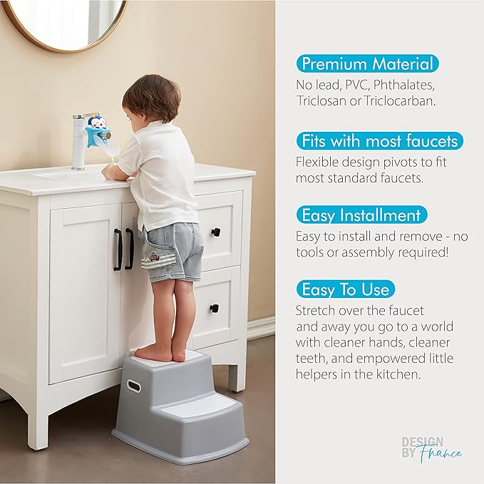 Bathroom Faucet Extender for Kids Sink Extender for Toddlers Faucet Extender Cute Penguin Faucet Extender for Toddlers Baby Kids Hand Wash Helper Bathroom Sink (1 Piece)