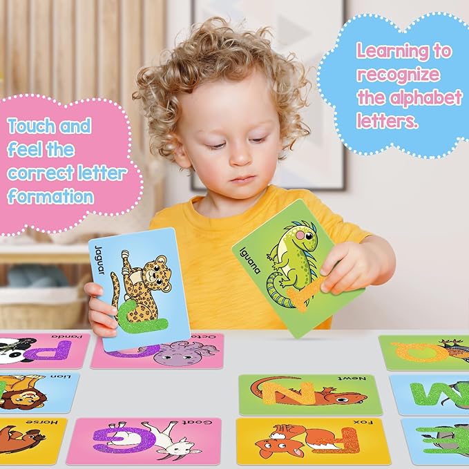 Sandpaper Letters Cards for Toddlers 3+,Word Games,Speech Therapy Toys for 3 4 5,Sensory Products, Educational Flash Cards,Learn Animals and Others