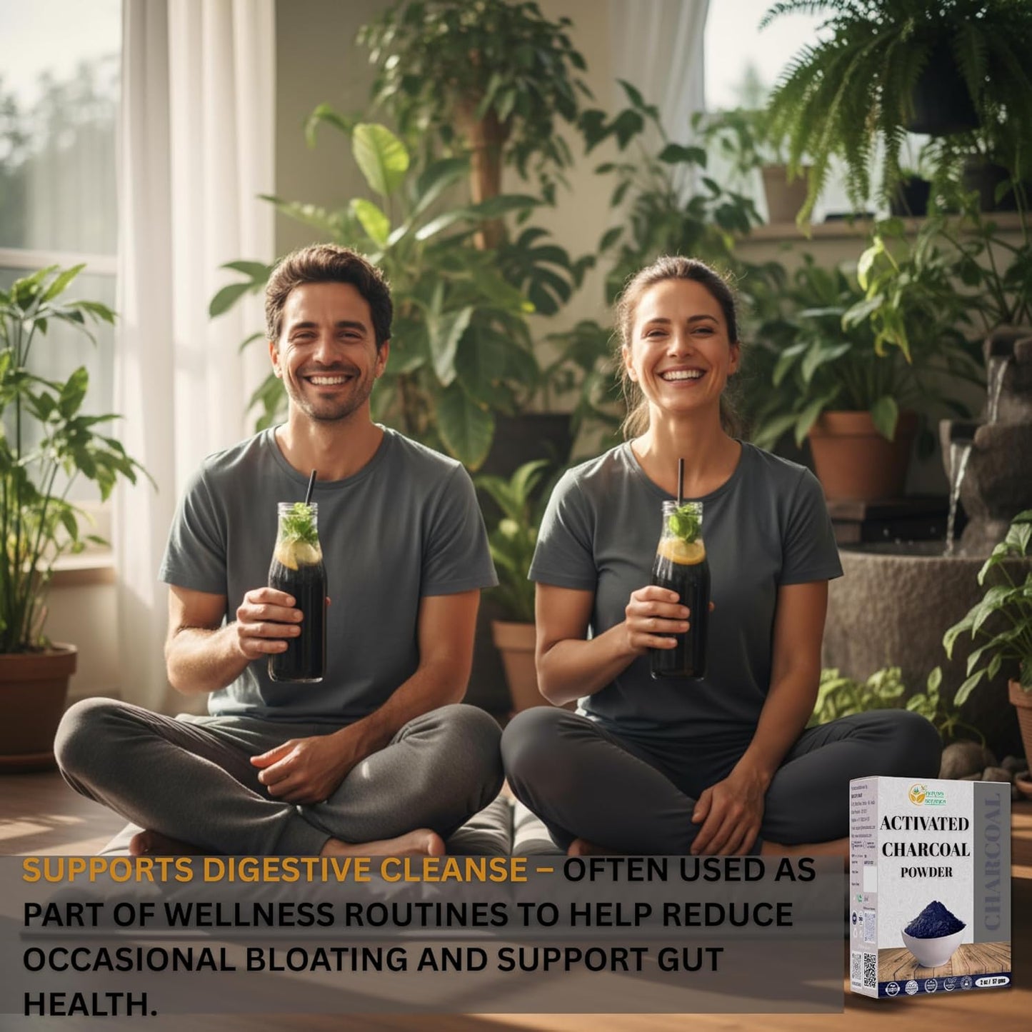 Herbs Botanica Activated Charcoal Powder, Food Grade Natural Detoxifier for Digestive Health, Teeth Whitening, Detoxification & Bug Bite Relief, 8 oz / 227 gm