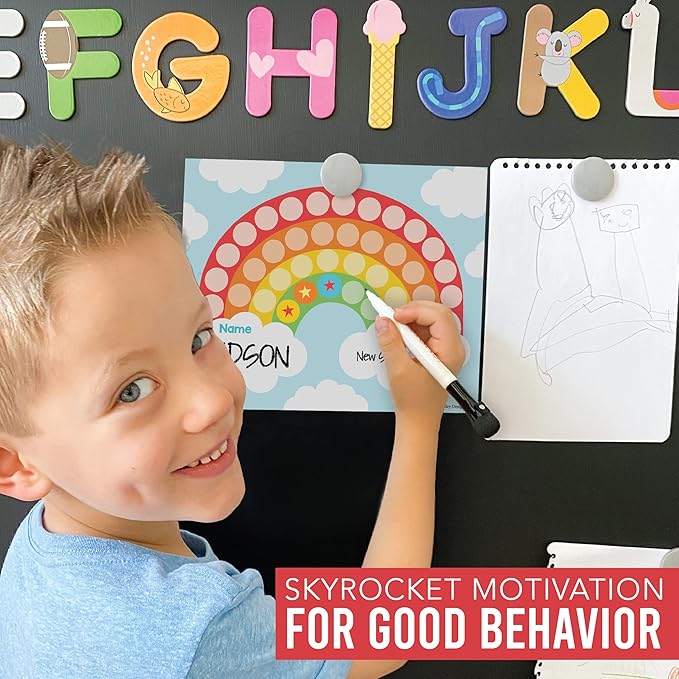 Star Sticker Chart for Kids Behavior -25 Toddler Sticker Reward Chart for Kids Incentives, Behavior Chart for Kids at Home & Classroom, Rainbow Incentive Chart for Classroom Must Haves