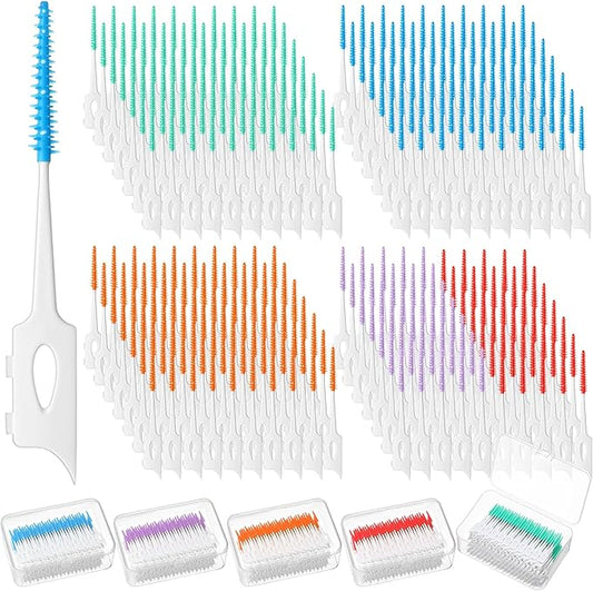 1200 Pcs Soft Interdental Brushes Disposable Gum Picks Dental Floss with Case Picks Dental Braces Brush for Teeth Cleaning and Gum Health