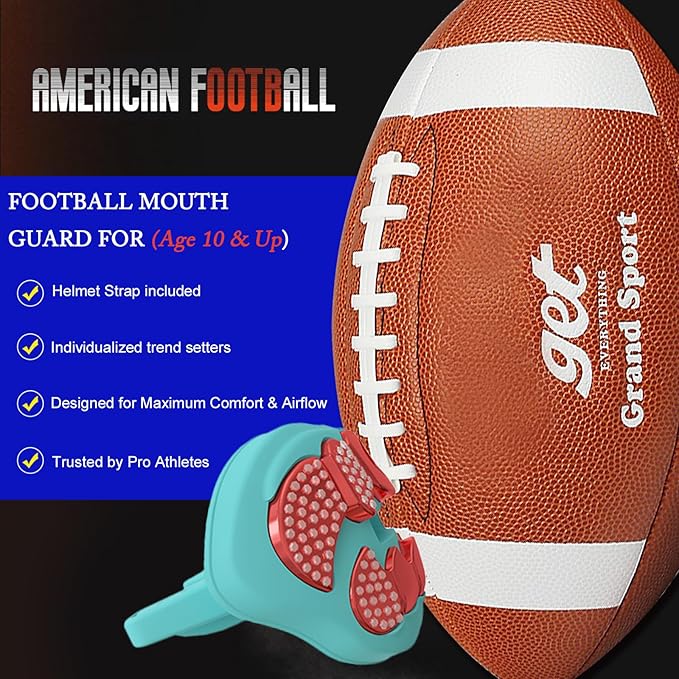 LeCool Football Mouth Guard with Connected Strap- 3D Beast Chrome Adult and Youth Mouth Guard-Mouth Piece for Sports for Maximum Air Flow and Teeth Protection