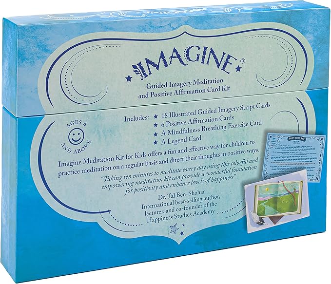Imagine Meditation Kit for Kids - Award-Winning Mindfulness kit of XL Cards with Calming Guided Meditations for Empowerment, Focus and Relaxation. Great for Parents, Teachers and Therapists.