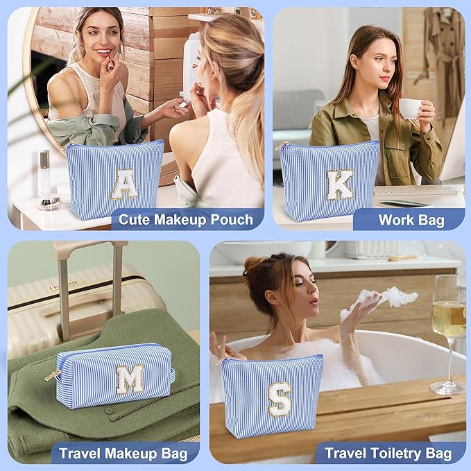 YOOLIFE Teen Girl Gifts | Makeup Bag | Cosmetic Bag | Travel Toiletry Bag | Gifts for Teacher Teen Girls Girlfriend Bridal Shower | Birthday Gifts for Kids | 15 14 13 Year Old Girl Gifts Blue A