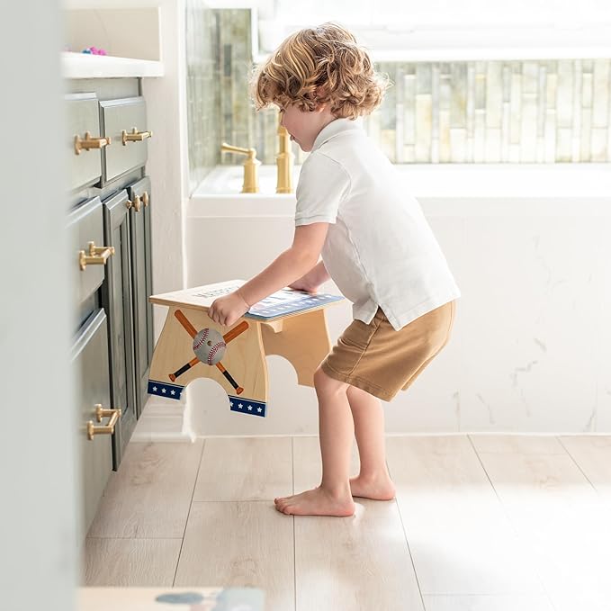 Dinosaur Step Stool for Toddlers- BloomOwl Personalized Wood Kids Step Stool with Name for Kitchen Sink, Bathroom, Potty Training, Toilet, Kitchen Sink- Sturdy and Safe- Made in USA (Dinosaur)