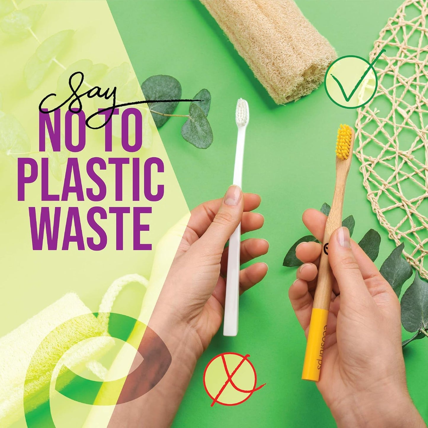 EcoSlurps 4 Bamboo Toothbrushes Multipack - Award Winning Medium Bristle Biodegradable Bamboo Toothbrush Pack (4 Adult Medium, Multi-Colored)