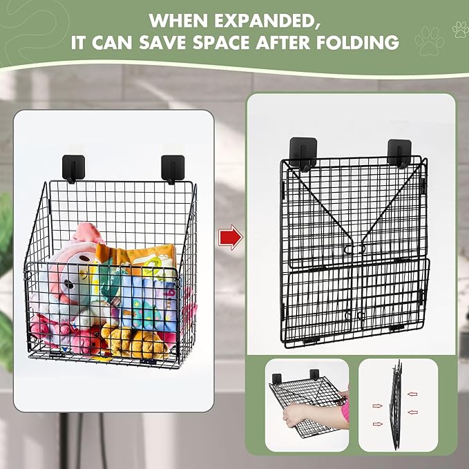 Large Bath Toy Storage, Metal Bathtub Shower Toy Holder, Foldable bath Tub Toy Organizers Black, Bathroom Toy Storage with Drainage for Sorting Toys/Clothes/Toiletries