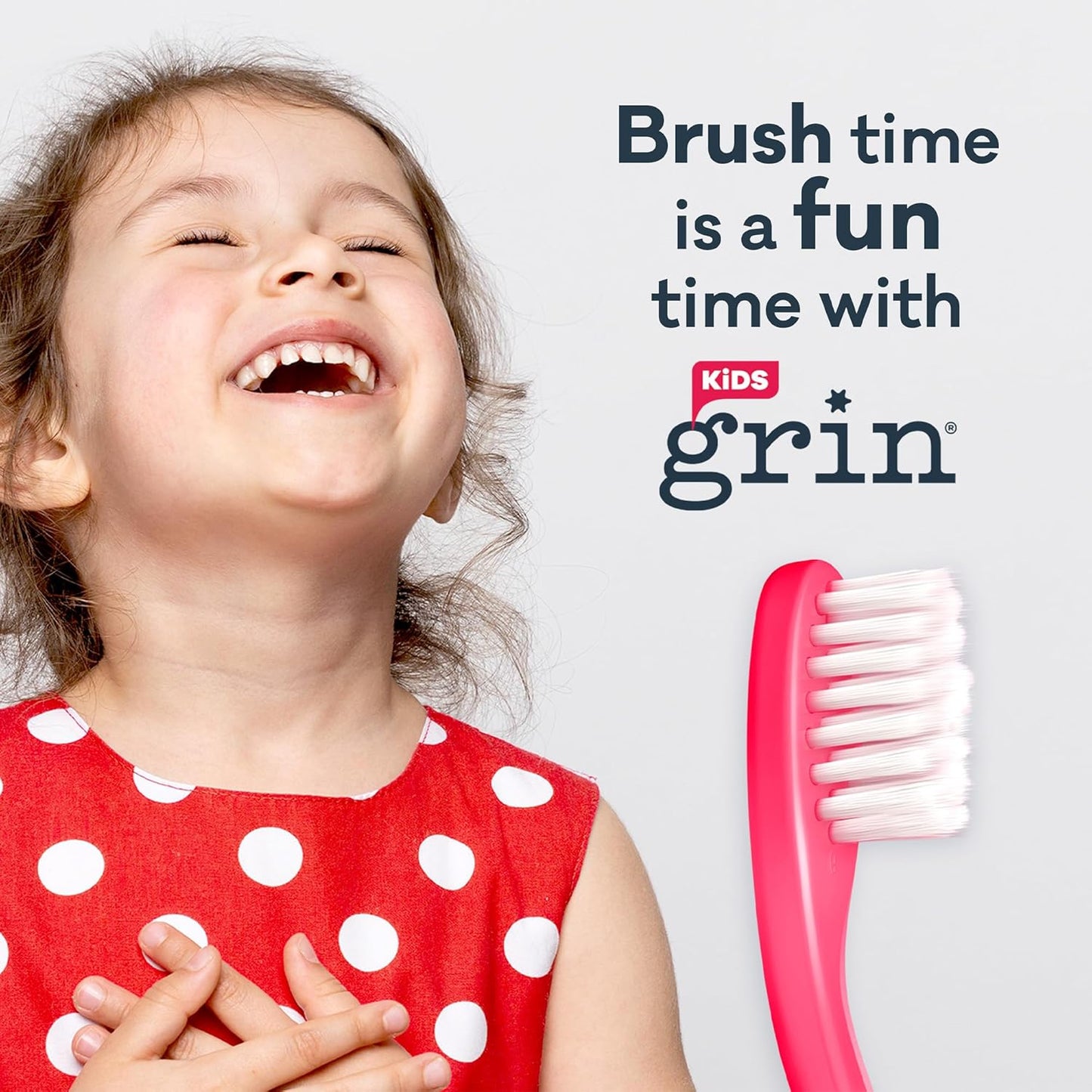 Grin Kids 100% Recycled Toothbrush, Extra Soft, 4 Count, Pink, Gentle Care for Baby and Toddler Teeth