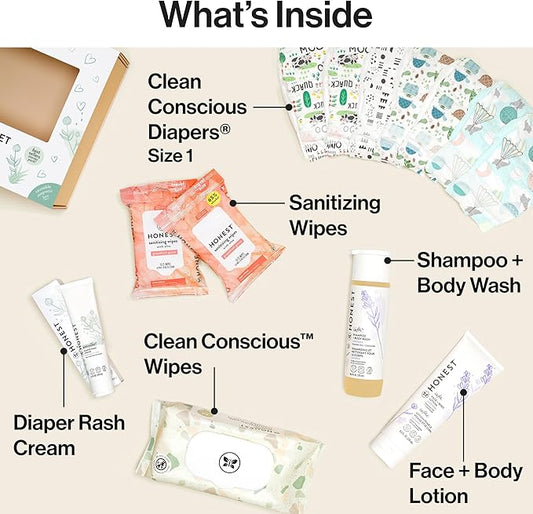 The Honest Company Baby Arrival Gift Set Newborn Essentials Welcome Box Diapers Wipes Personal Care Diaper Rash Cream