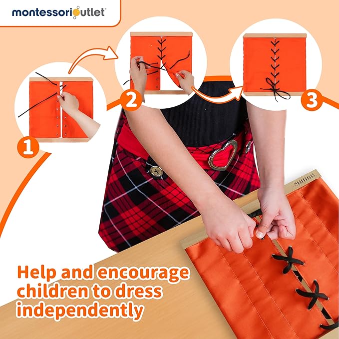 MONTESSORI OUTLET Lacing Frame | Practical Life Material for Toddlers & Preschoolers, Develop Fine Motor Skills & Independence (Ages 3-6)