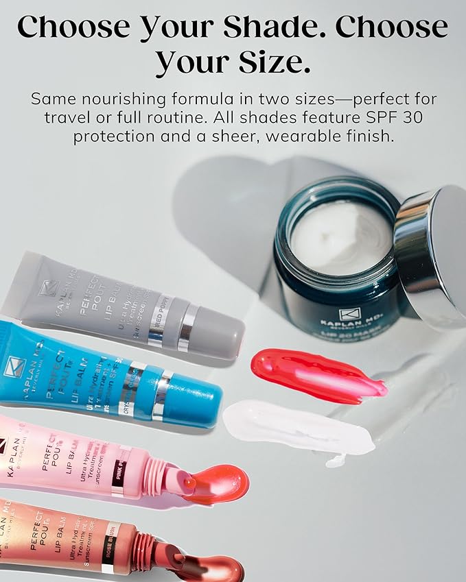 KAPLAN MD Perfect Pout Lip Mask & SPF 30 Lip Balm Duo – Hydrating Treatment with Hyaluronic Acid – Lip Mask (1 oz) + Rose Blush Balm (0.35 oz)