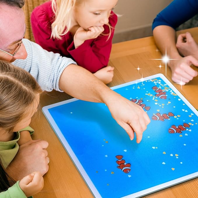 Kids Sensory Liquid Tiles: 11.8" X 11.8", Set of 4 Square Liquid Fusion Activity Playmats with Different Glow-in-The-Dark Colors for Baby, Toddler and Kids Gym, Nursery, Playroom.