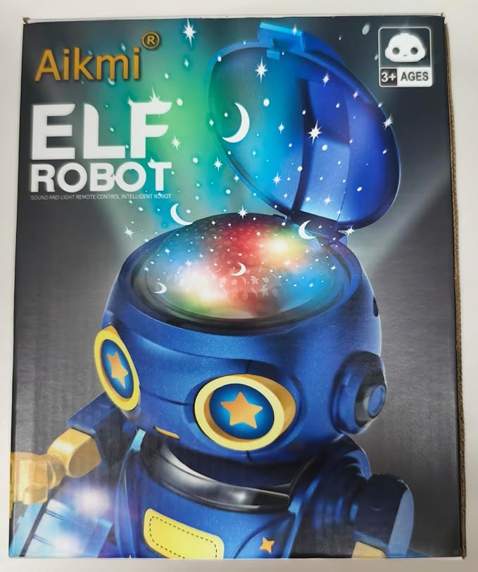 Aikmi Robot Toys for Kids 5-7, Rechargeable Remote Control Robot with Projector Night Light for Kids, Gesture Sensor, Music, Toys for 6 Year Old Boys Girls Birthday Present Boy Toy (Blue)