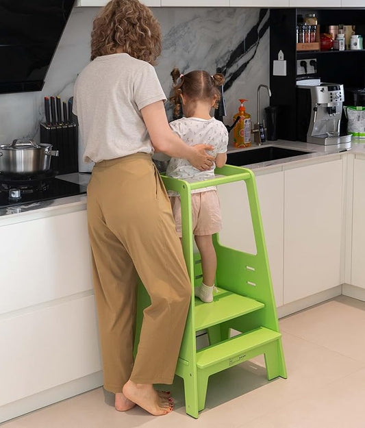 AVDAR Toddler Standing Tower Wooden Toddler Stool for Kitchen Adjustable, Winner 2023 of Contemporary Good Design, Montessori Kitchen Tools