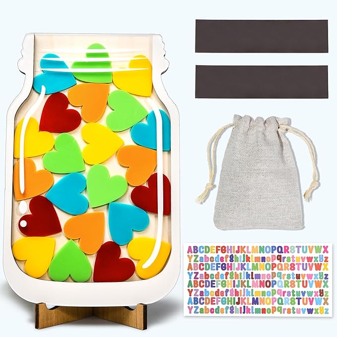 Magnetic Reward Jar System, Personalized Stars Reward Jar for Students Kids Behavior, Magnetic Reward Jar for Classroom Board Behavior Management Home Reward Jar for Boys Girls (Heart)