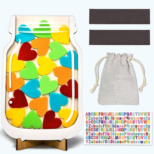 Magnetic Reward Jar System, Personalized Stars Reward Jar for Students Kids Behavior, Magnetic Reward Jar for Classroom Board Behavior Management Home Reward Jar for Boys Girls (Heart)