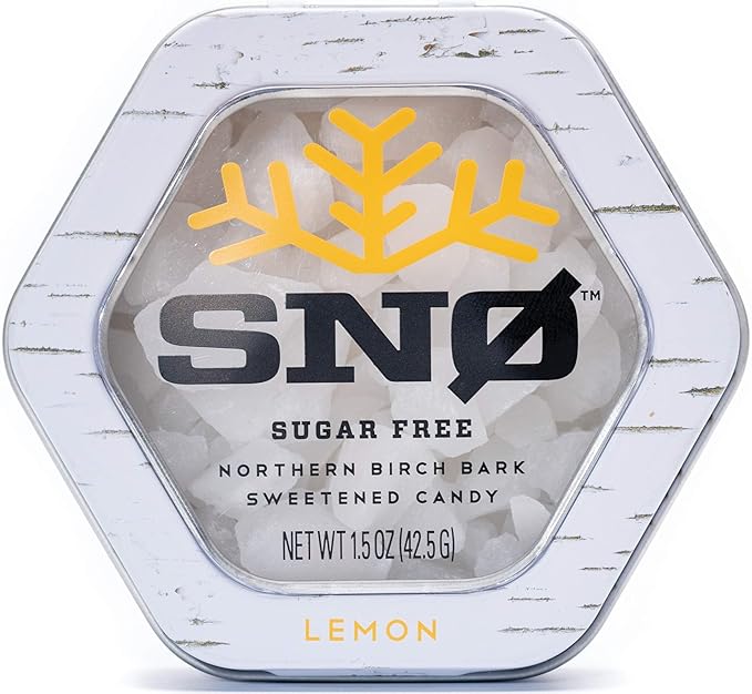 Lemon KETO Xylitol Candy Chips - SNØ 1.5oz Tin - Sugar-Free Candy With Only 2 Ingredients | Low Carbs, Diabetic-Friendly, Non-GMO, Vegan, GF & Kosher | Purest candy in the world!