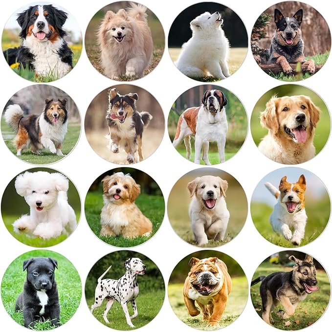600Pcs Dog Stickers for Kids Teachers 1.5 Inch 16 Styles Dog Stickers for Kids Birthday Party School Reward Giveaways