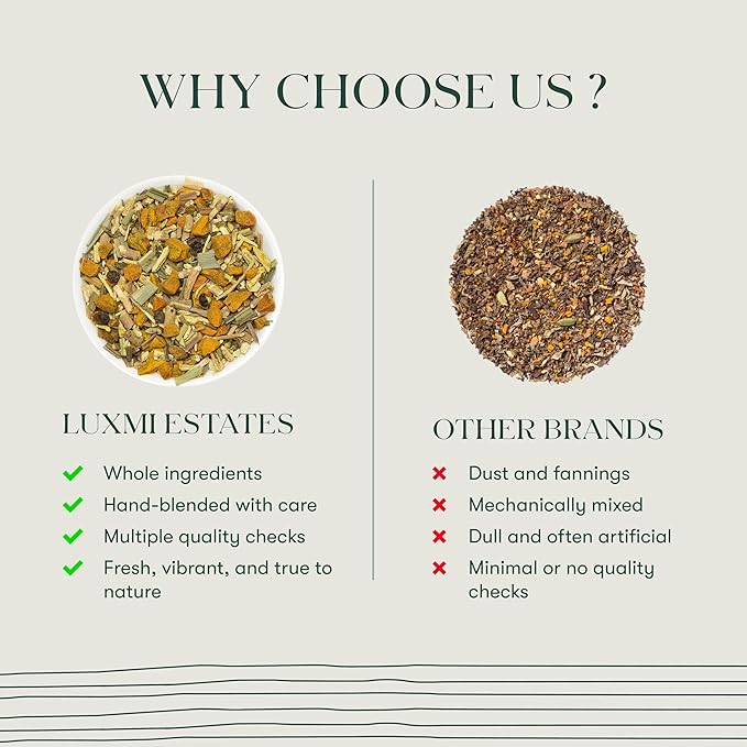 Luxmi Estates - Astounding Ashwagandha - Organic Loose Leaf Tea - 100g (50 Cups) | With Ashwagandha, Turmeric, Ginger, Lemongrass & More | Perfect Stress Relief Tea