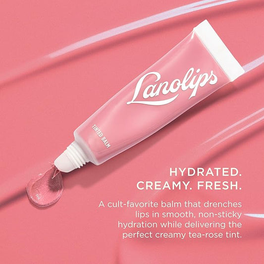 Lanolips Tinted Lip Balm - Enriched with Lanolin Oil for Shine & Hydration - Hydrating Tinted Lip Gloss Tube - Rose (12.5g / 0.44oz)
