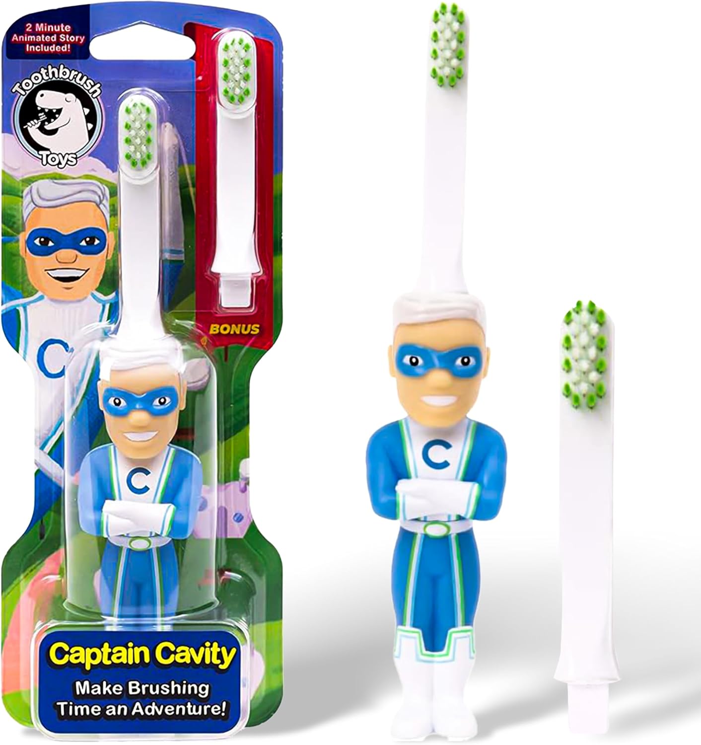 Kids Soft Bristle Superhero Toothbrush for Ages 2+, Gentle and Cute Toothbrush for Children with Replaceable Brush Head, Ergonomic Handle Kids Brush for Teeth Care Ideal for Toddlers, Superhero Design