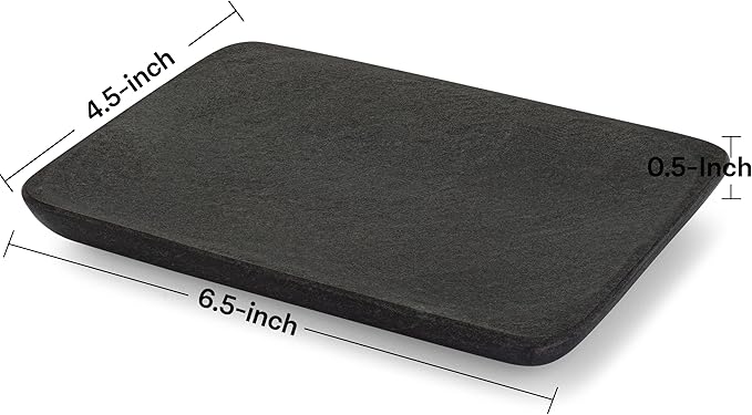 Beau Brummell Solid Black Marble Decorative Jewelry & Accessory Tray for Bathroom, Kitchen, Vanity, Dresser, Nightstand or Desk | Hand Crafted from 100% Real Solid Black Marble | 6.5"x4.5"x 0.5"