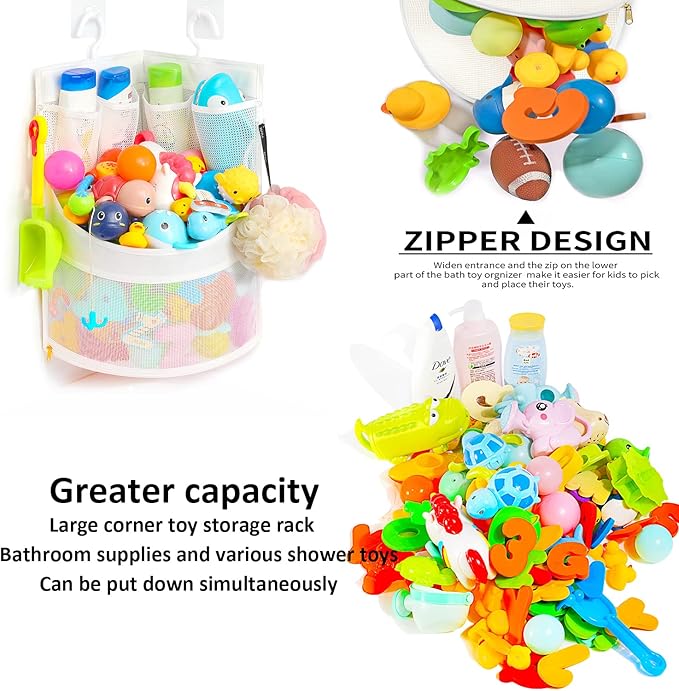 Ligereza Baby Bathtub Toy Storage 17" x 13" Bathtub Toy Holder Mesh Let Baby Bathtub Toys To Dry Faster, Bath tub Toy Organizer For 1-3 Year Old Toddler Bathtub Toys