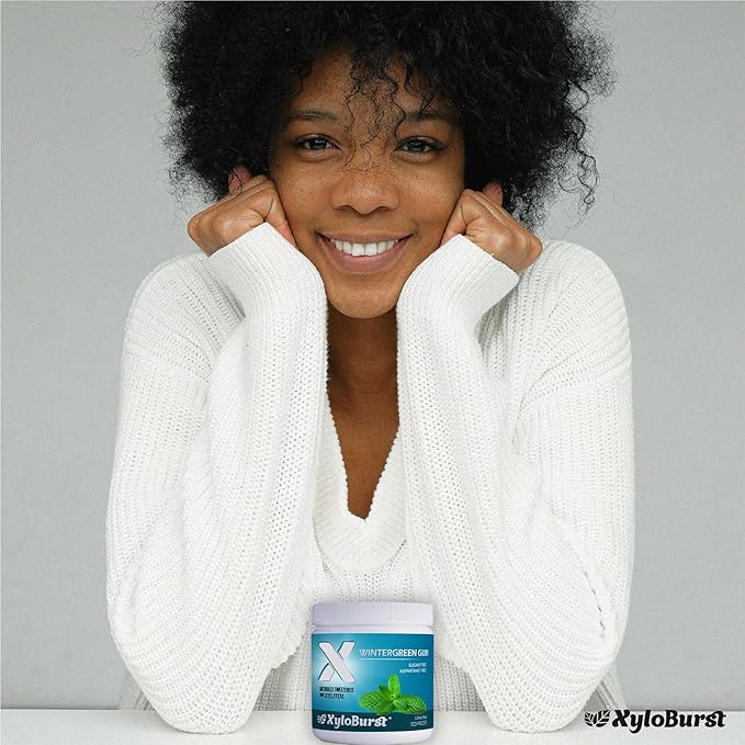 XyloBurst Gum | Xylitol Chewing Gum | Sugar Free, Gluten Free, Keto Friendly | Aspartame Free Gum For Oral Health | Wintergreen | 100-Count Jar