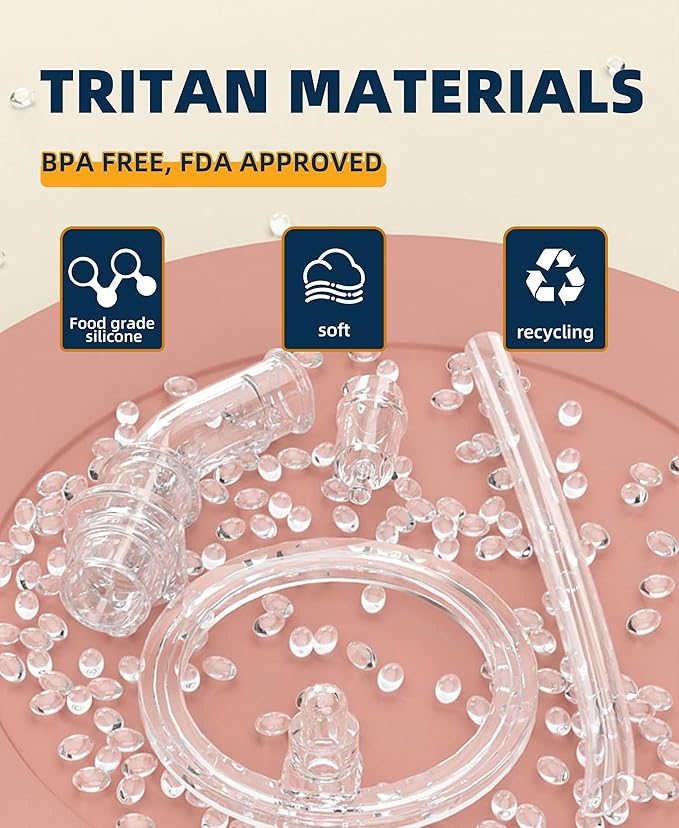 Bunnytoo Baby Sippy Cup with Weighted Straw for Infants 6-12 Months, 8oz Toddler Drinking with Handles, BPA-Free, Transition Trainer for 1+ Year Old (Blue)