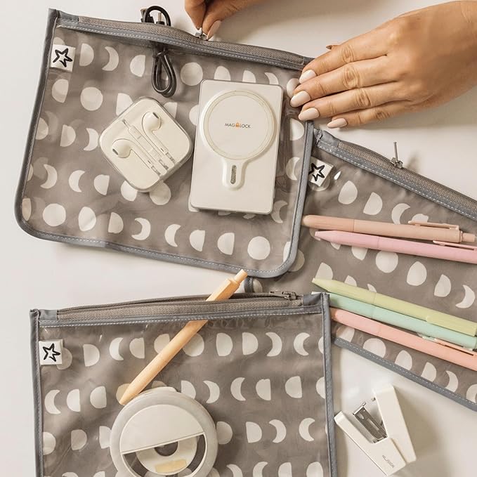 Tiny Twinkle Diaper Bag Organizing Pouches | Mess-Proof Clear Front Travel Organizer Bags | TSA Approved Toiletry Bag Set for Baby and Mom Essentials