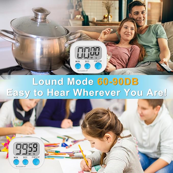 ZILLEEN Classroom Timer for Kids Teachers 4 Pack Digital Timers, White