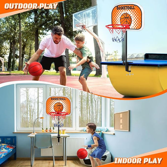 NZQXJXZ Indoor Basketball Hoop, Tabletop Basketball Hoop Set with Clips with Two Balls, Mini Hoops for Desk Table Bed Office Bedroom Basketball Toys for Kids and Adults