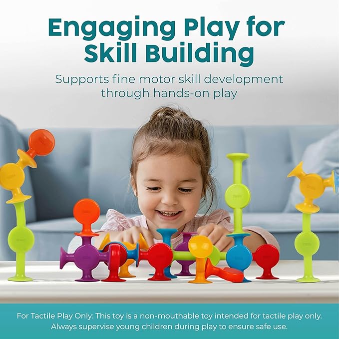 BUNMO Stocking Stuffers for Kids - Toddler Suction Bath Toys - Connect, Build, Create - Toddler Stocking Stuffers - Fine Motor Skills - Stimulating Sensory Fun - Original 24 Pack