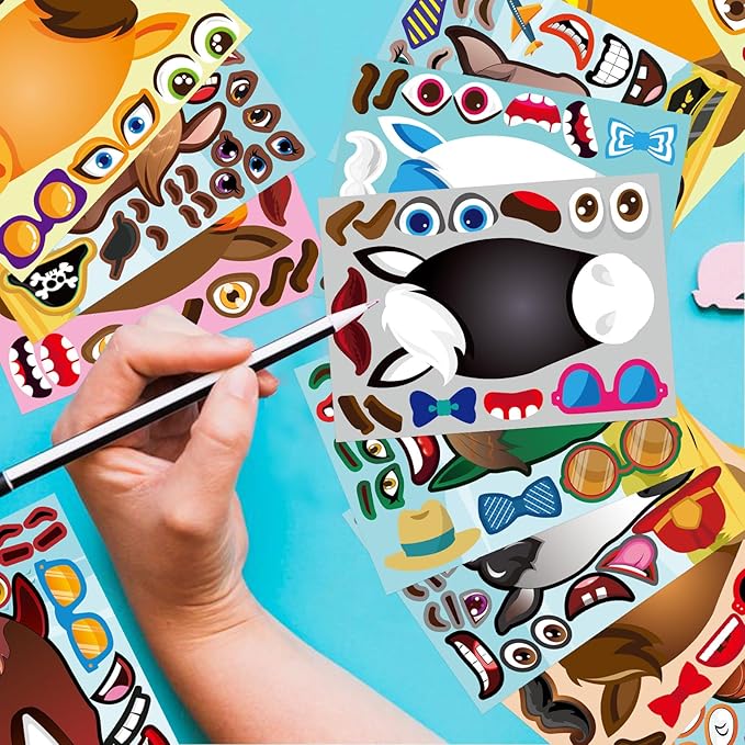48 Sheets Make Your Own Horse Stickers for Kids Toddles, Make a Horse Face Stickers, Birthday Party Favors Supplies Crafts