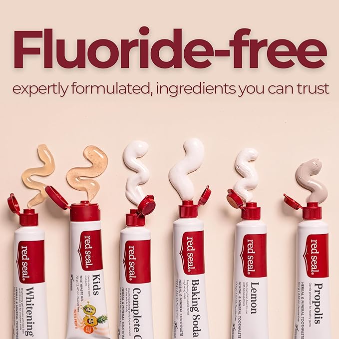 Red Seal Hydroxyapatite Baking Soda Toothpaste – Fluoride Free, NATRUE Certified Natural – Supports Enamel Mineralization and Brightens Teeth Naturally, SLS & Paraben Free, Vegan, Cruelty-Free