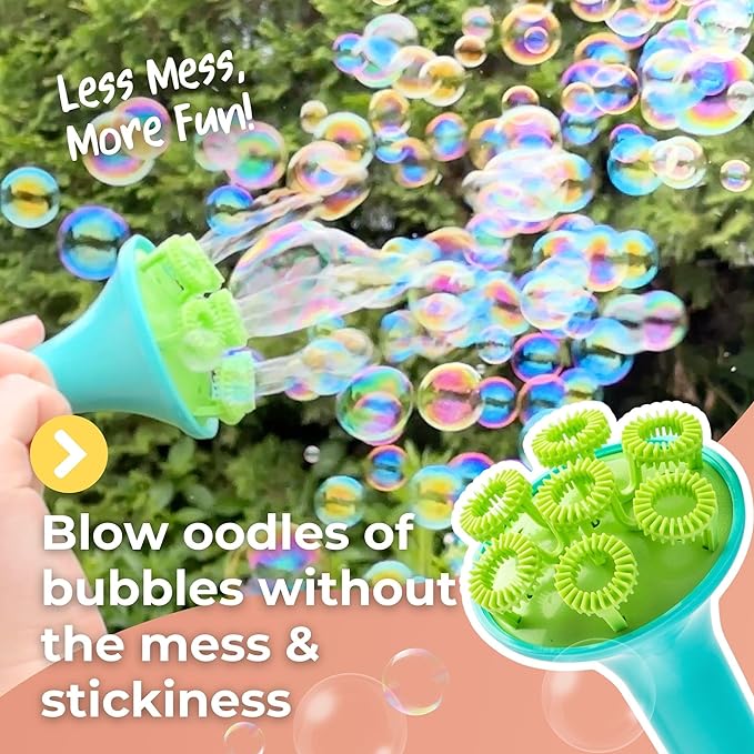 Innobaby Spike Bubble Blower with Mess Free Botanical Bubbles and Dipping Tray - Magic Wand Blows Oodles of Bubbles Without The Mess - Recommended for Speech, Visual & Motor Development - Color: Aqua