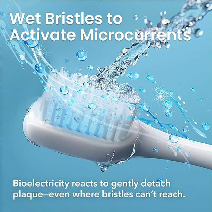 Bioelectric Orthodontic Toothbrush for Braces Care - Non Vibrating Dental Care Kit - Rechargeable Extra Soft Toothbrush for Sensitive Gums - Periodontal Oral Hygiene - 3 Brush Heads & Case