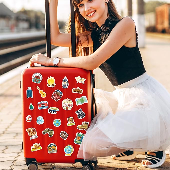 Cool Camping Adhesive Stickers 670 Counts Adventure Hiking Stickers for Adults Birthday Invitations Decorations Party Goodie Gifts Bags Decor School Game Class Rewards Water Bottle Sticker